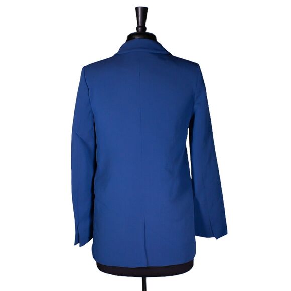 Zara Women's Blazer Blue Two Button Stretch Lined Career Work Suit Jacket XS - Picture 2 of 9